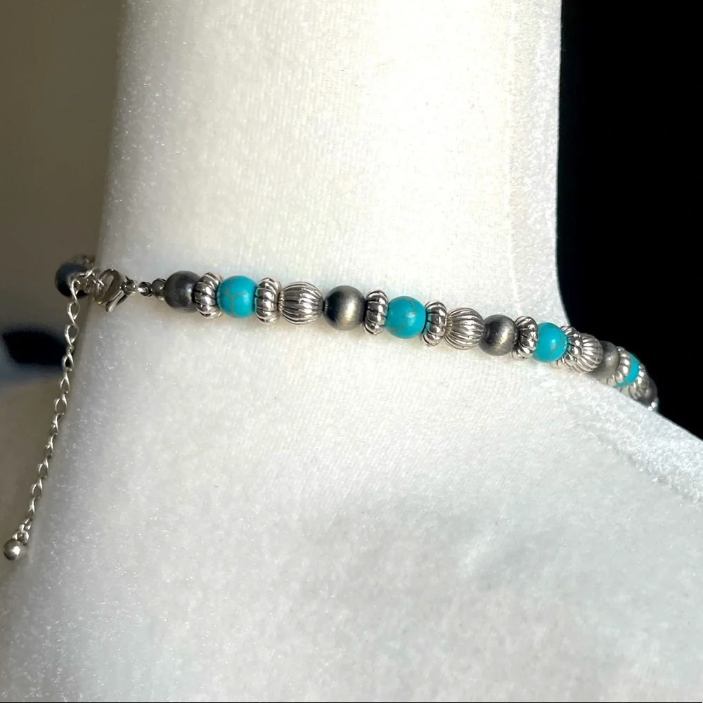 Turquoise Flower Concho Necklace - Picture 3 of 3